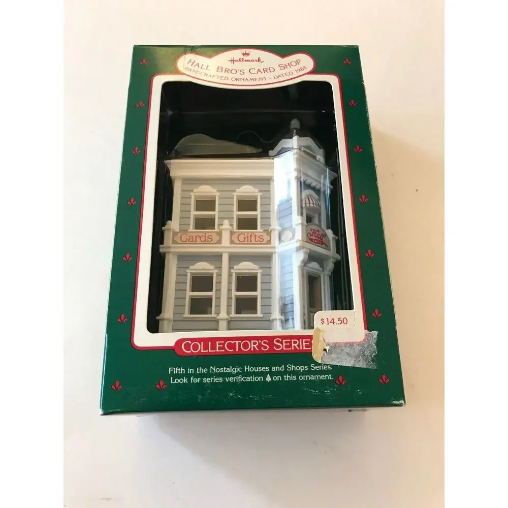 Hallmark Ornament HALL BROS CARD SHOP 5th In Series 1988 Nostalgic Houses Boxed